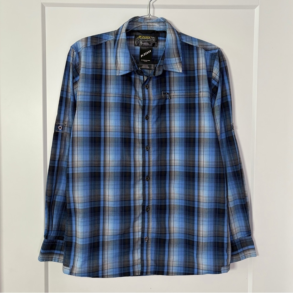 Klim Blue Plaid Fireside Button Down Shirt Outdoor Breathable Casual
